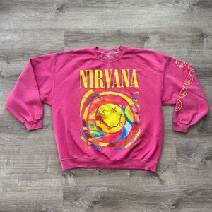 Oversized NIRVANA Pink Crewneck Sweatshirt